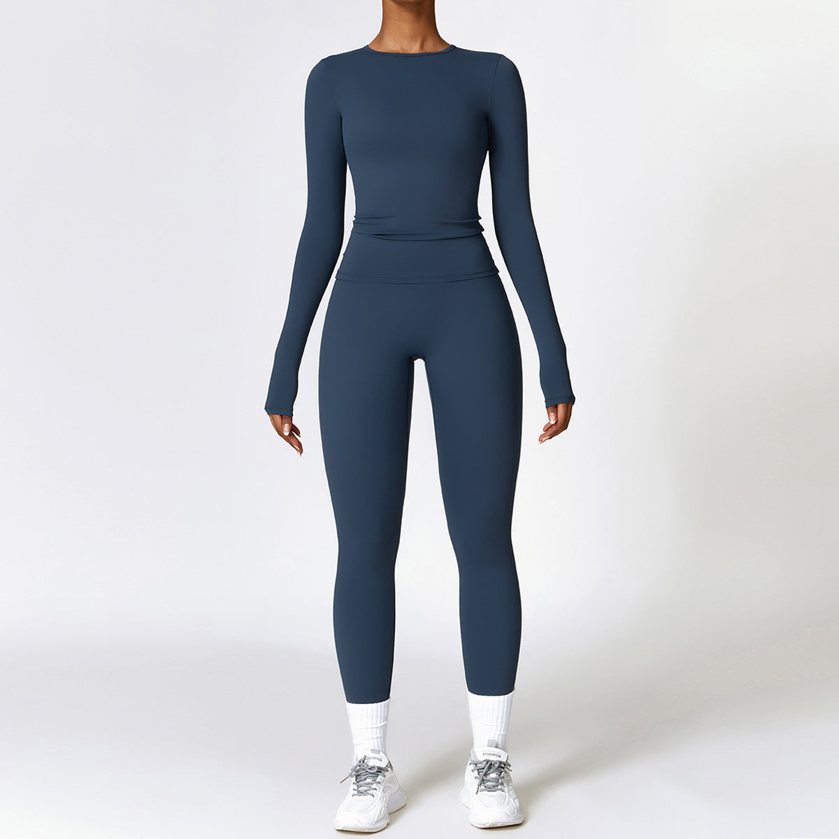 VelvaFit Women’s Brushed Yoga Set – Quick-Dry Long Sleeve & High-Waist Leggings