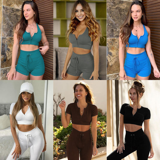 Women's Seamless Yoga & Gym Set – Vest and Shorts