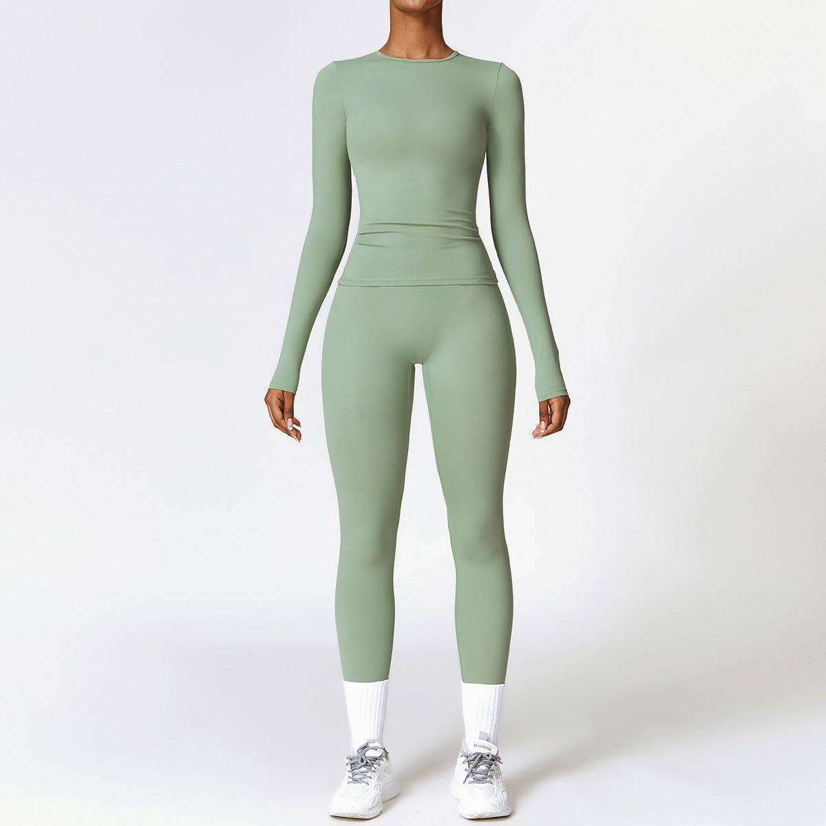 VelvaFit Women’s Brushed Yoga Set – Quick-Dry Long Sleeve & High-Waist Leggings