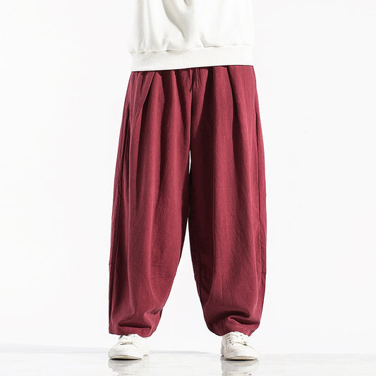 Men's Cotton Wide-Leg Casual Pants