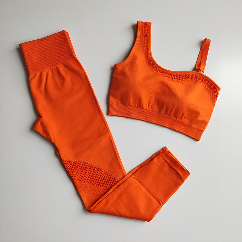 Women's One-Shoulder Sleeveless Gym Set