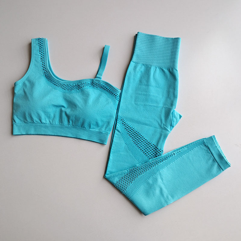 Women's One-Shoulder Sleeveless Gym Set