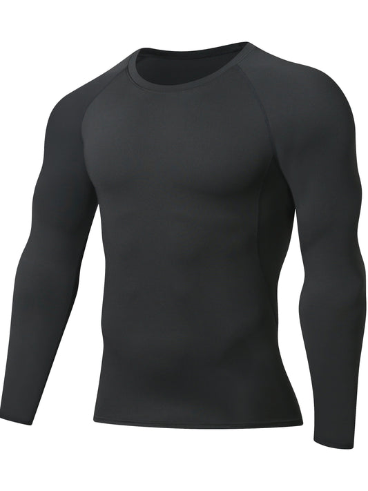 Men’s Long Sleeve Compression Shirt – Breathable Athletic Fit for Gym & Training (Blue)
