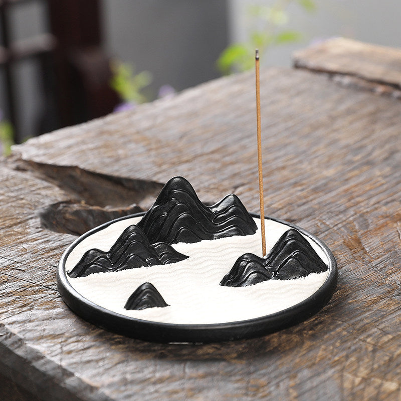 ZenFlow Handmade Ceramic Backflow Incense Burner – Chinese Style Tai Chi & Mountain Designs