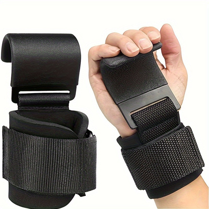 2-Pack Adjustable Weightlifting Wrist Hooks – Non-Slip Grip with Stainless Steel Support for Pull-Ups, Deadlifts & Strength Training"