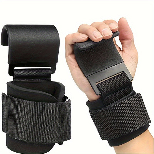 2-Pack Adjustable Weightlifting Wrist Hooks – Non-Slip Grip with Stainless Steel Support for Pull-Ups, Deadlifts & Strength Training"