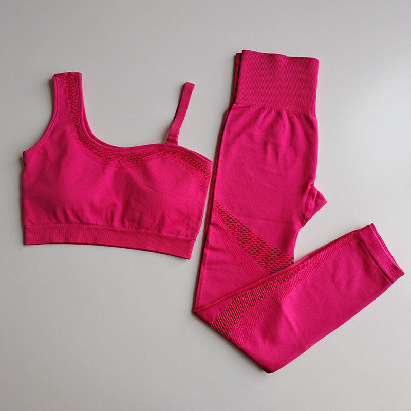 Women's One-Shoulder Sleeveless Gym Set