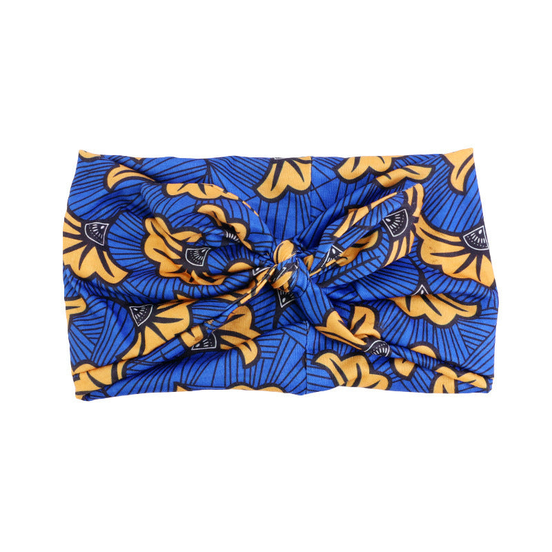 Retro Knot Yoga Headband – Ethnic Print, Wide-Brim Sweat-Absorbing Hair Band