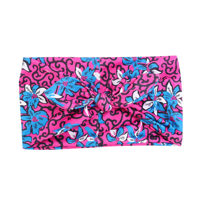 Retro Knot Yoga Headband – Ethnic Print, Wide-Brim Sweat-Absorbing Hair Band