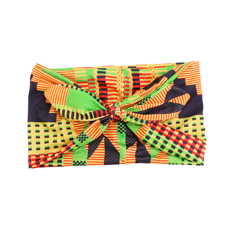 Retro Knot Yoga Headband – Ethnic Print, Wide-Brim Sweat-Absorbing Hair Band