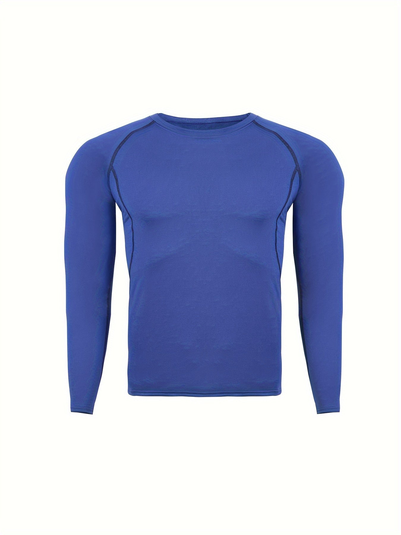 Men’s Long Sleeve Compression Shirt – Breathable Athletic Fit for Gym & Training (Blue)