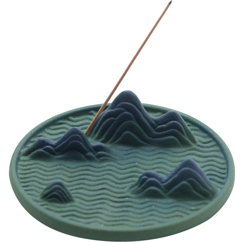 ZenFlow Handmade Ceramic Backflow Incense Burner – Chinese Style Tai Chi & Mountain Designs