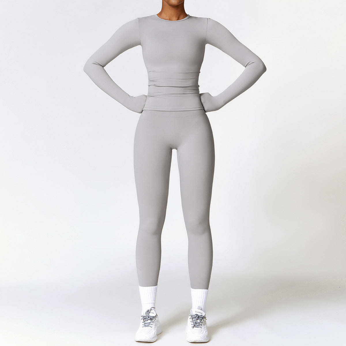 VelvaFit Women’s Brushed Yoga Set – Quick-Dry Long Sleeve & High-Waist Leggings