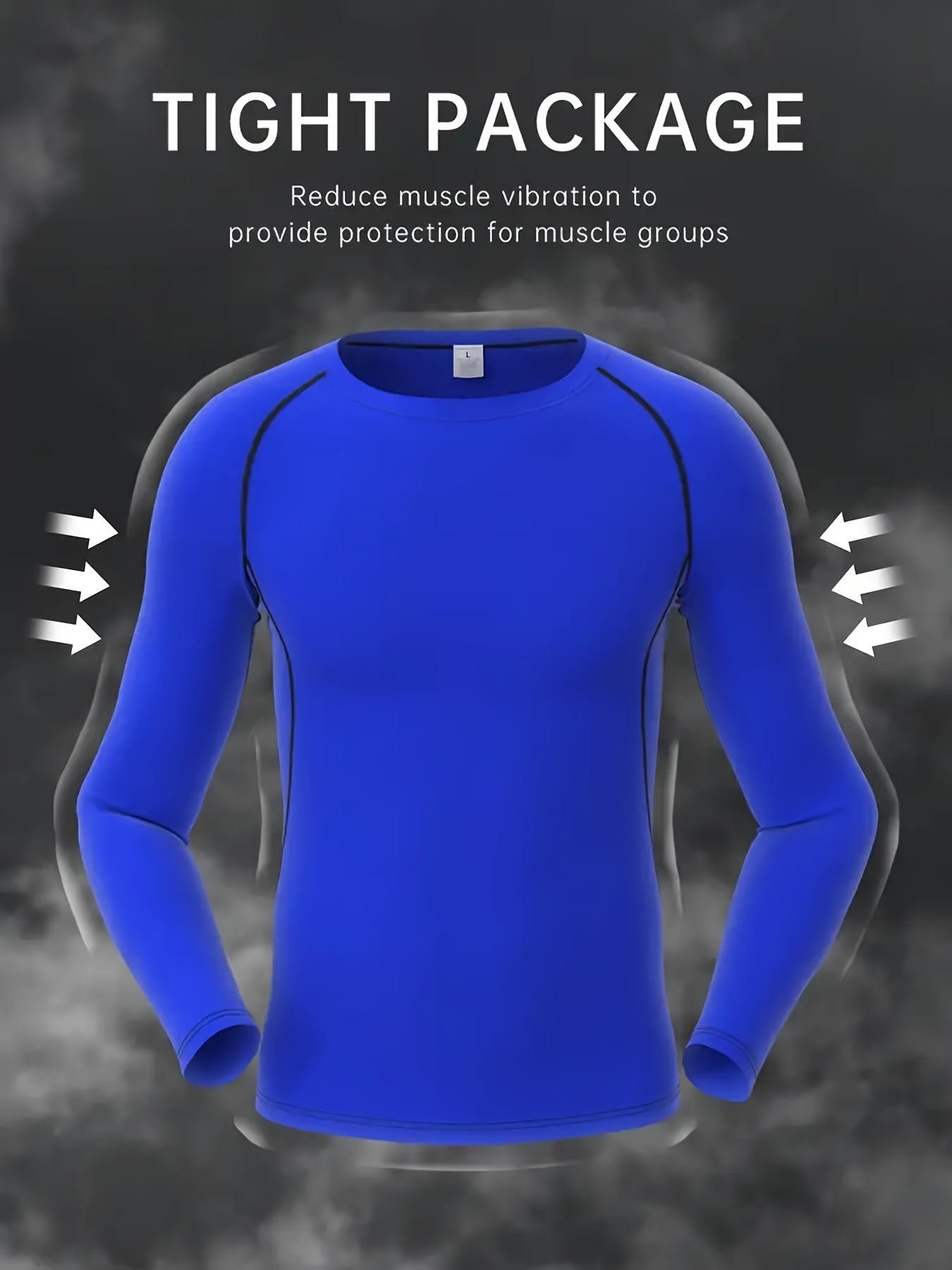 Men’s Long Sleeve Compression Shirt – Breathable Athletic Fit for Gym & Training (Blue)
