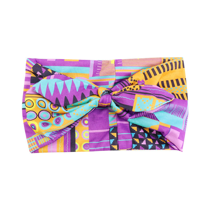Retro Knot Yoga Headband – Ethnic Print, Wide-Brim Sweat-Absorbing Hair Band