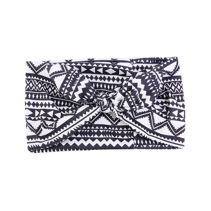 Retro Knot Yoga Headband – Ethnic Print, Wide-Brim Sweat-Absorbing Hair Band