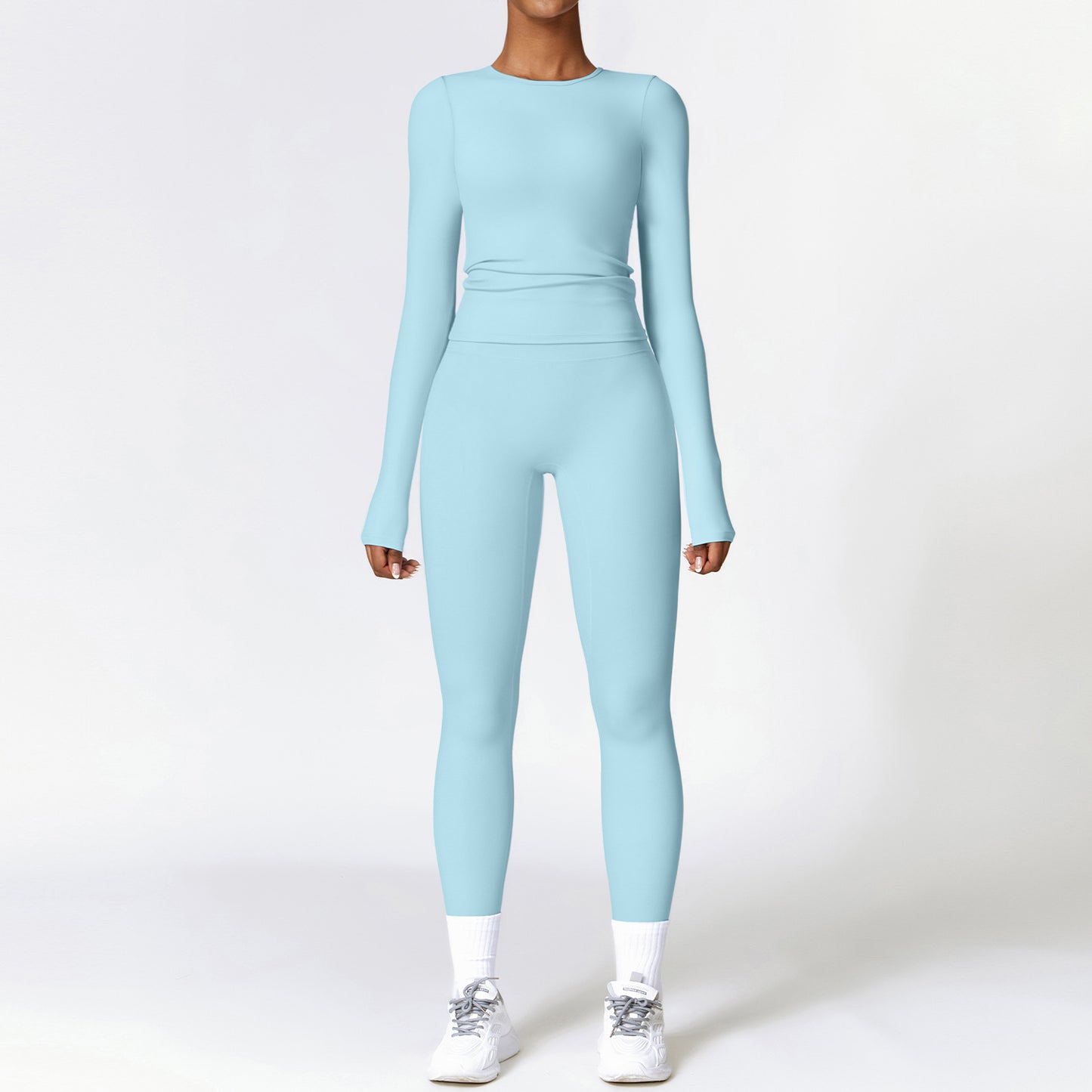 VelvaFit Women’s Brushed Yoga Set – Quick-Dry Long Sleeve & High-Waist Leggings