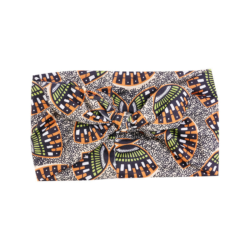 Retro Knot Yoga Headband – Ethnic Print, Wide-Brim Sweat-Absorbing Hair Band