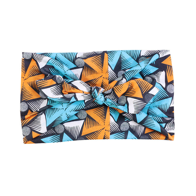Retro Knot Yoga Headband – Ethnic Print, Wide-Brim Sweat-Absorbing Hair Band