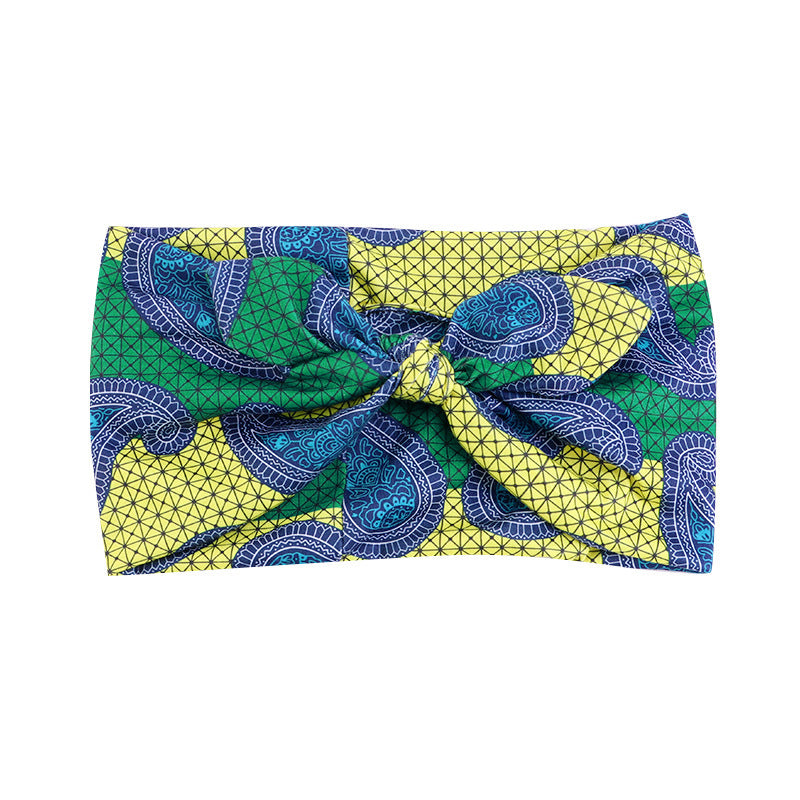 Retro Knot Yoga Headband – Ethnic Print, Wide-Brim Sweat-Absorbing Hair Band