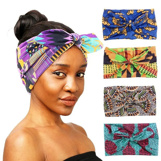 Retro Knot Yoga Headband – Ethnic Print, Wide-Brim Sweat-Absorbing Hair Band