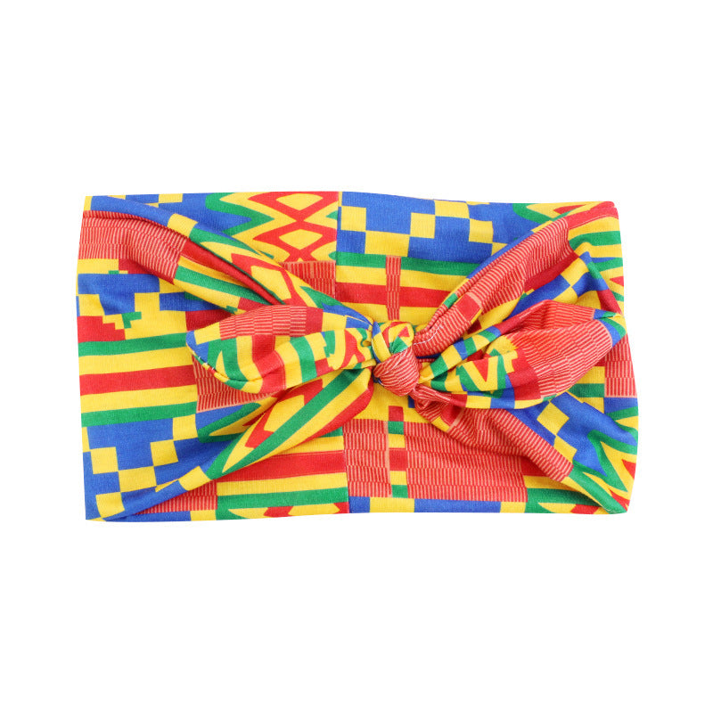 Retro Knot Yoga Headband – Ethnic Print, Wide-Brim Sweat-Absorbing Hair Band