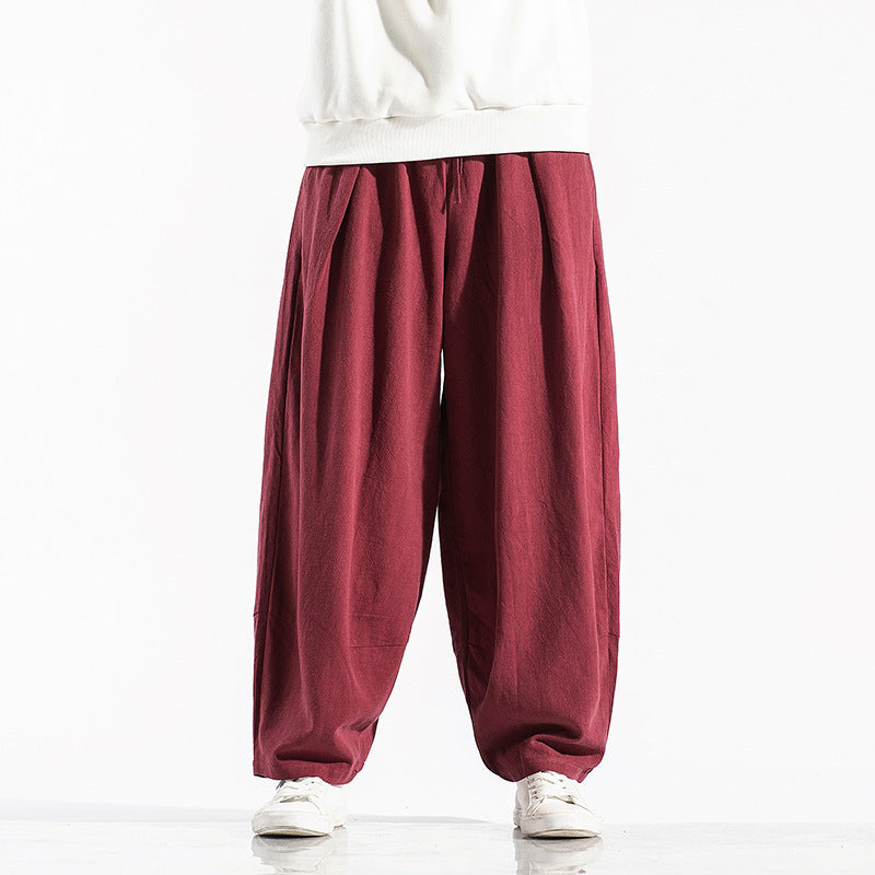 Men's Cotton Wide-Leg Casual Pants