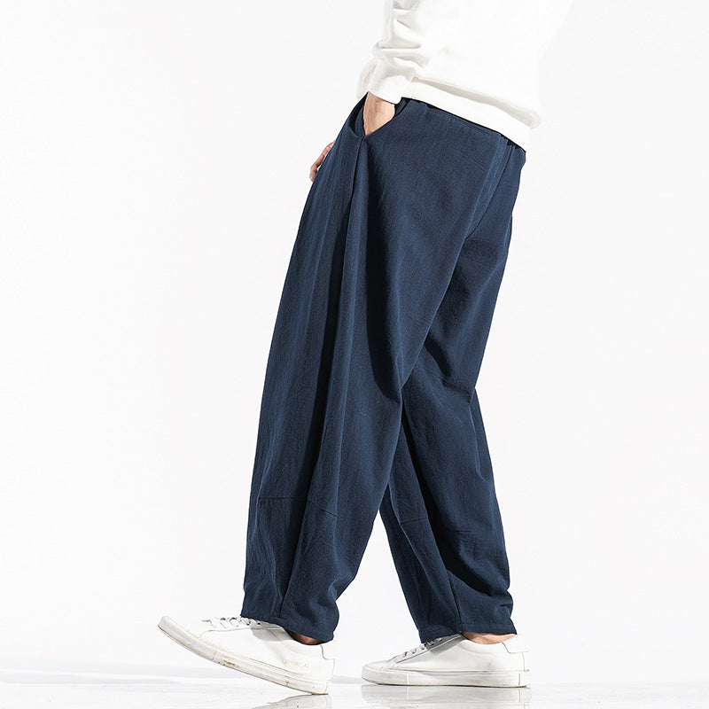 Men's Cotton Wide-Leg Casual Pants