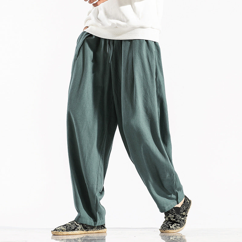 Men's Cotton Wide-Leg Casual Pants