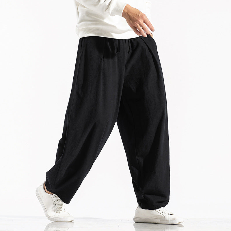 Men's Cotton Wide-Leg Casual Pants