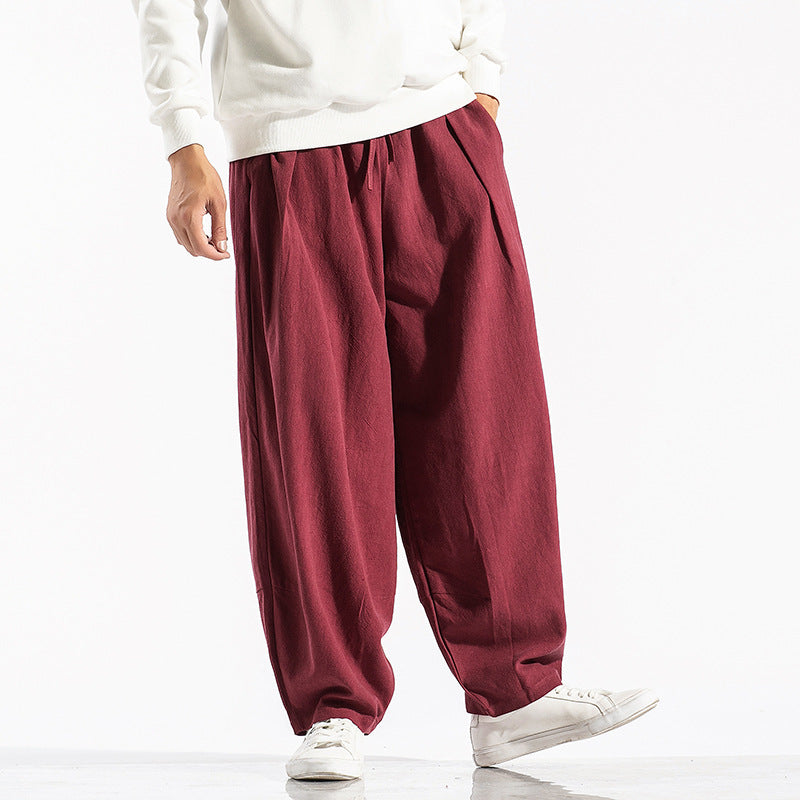 Men's Cotton Wide-Leg Casual Pants