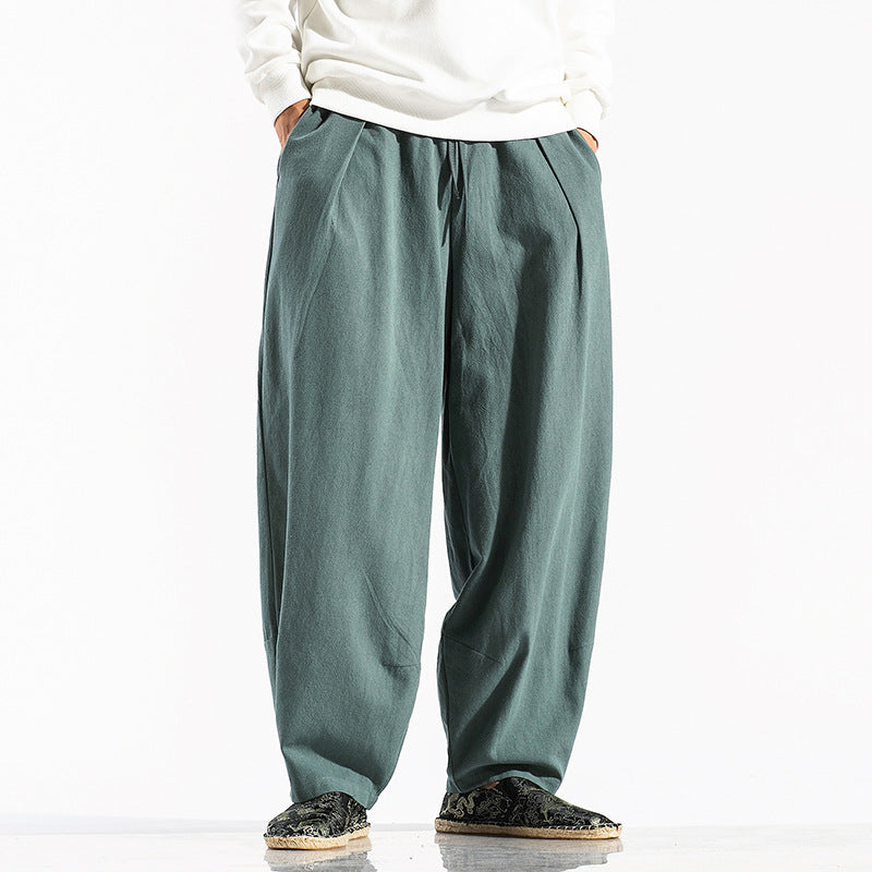 Men's Cotton Wide-Leg Casual Pants