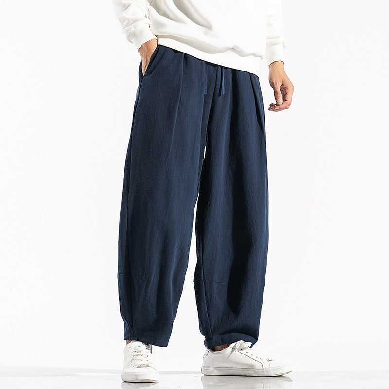 Men's Cotton Wide-Leg Casual Pants