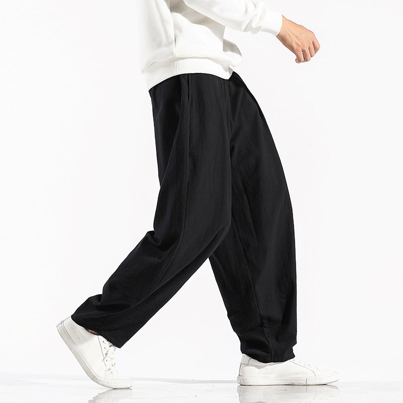 Men's Cotton Wide-Leg Casual Pants