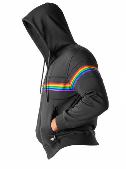 Men's Fashion Rainbow Zipper Hoodie