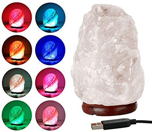 Natural Crystal Salt USB Lamp – Warm White & Colorful LED Glow