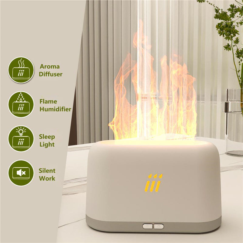 Flame Aroma Diffuser & Ultrasonic Cool Mist Humidifier – LED Flame Lamp